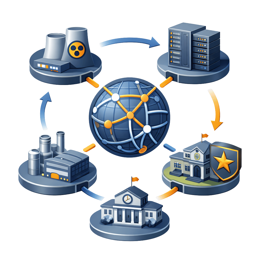 Icône secteurs d’activités – nucléaire, data centers, industrie, défense et collectivités